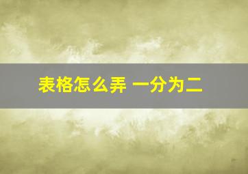 表格怎么弄 一分为二